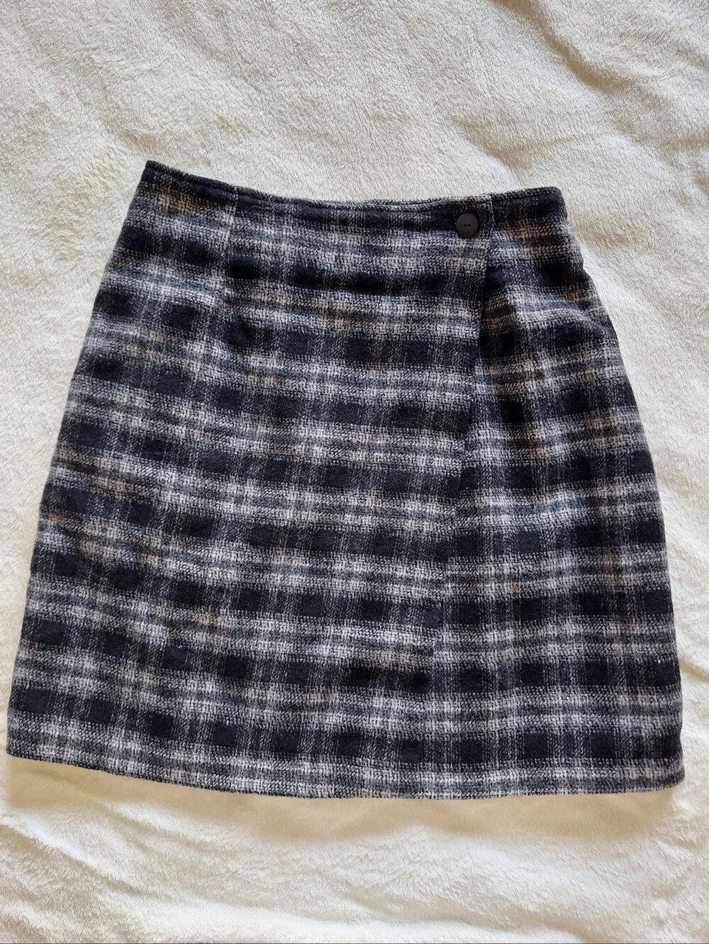 Vintage 90s David Paul NY Wool Blend Plaid Wrap Mini Skirt Size 6